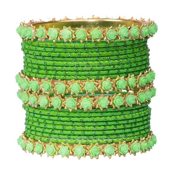 Mamon Creations Green Color Metal Bangles for Women & Girls