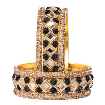 Elite Unique Black & Gold Color Bangles Set Pack of 6