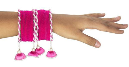 Fabric Handmade Bangles with Jhumka together in one hand