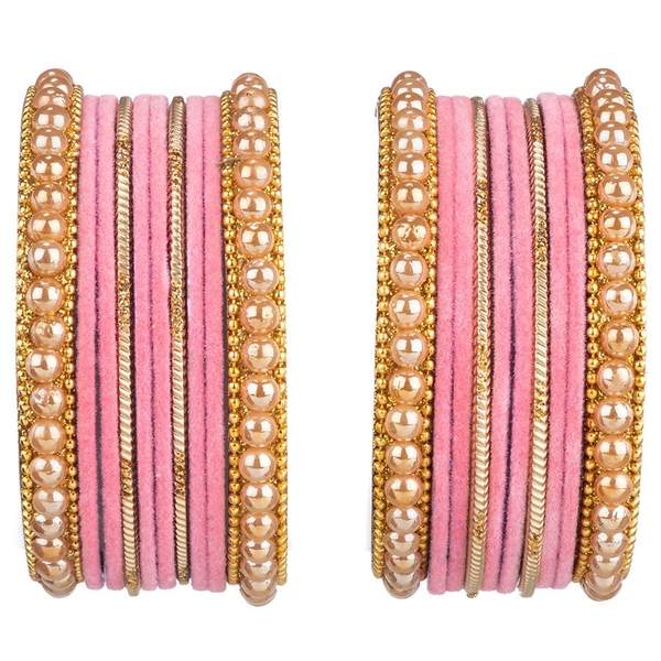 Artificial Gold Plated Pink Color Bangle Set for Women and Girls 02