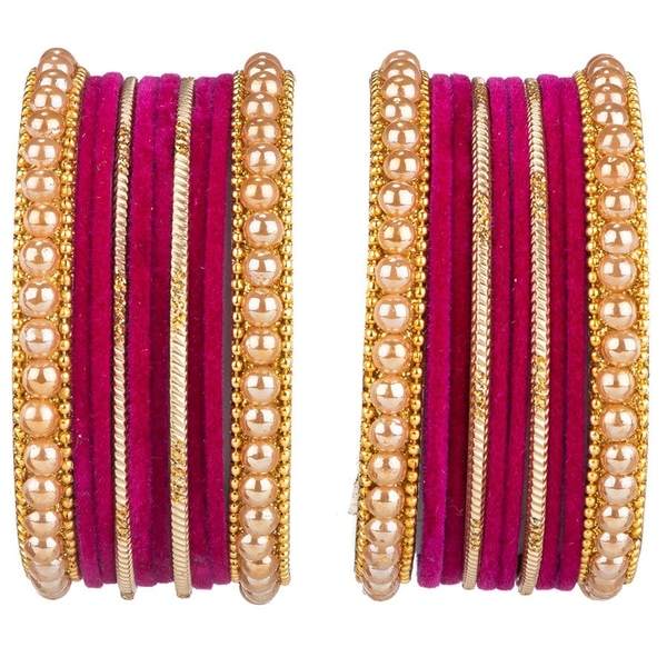 Artificial Gold Plated Rani Color Bangle Set for Women and Girls 02