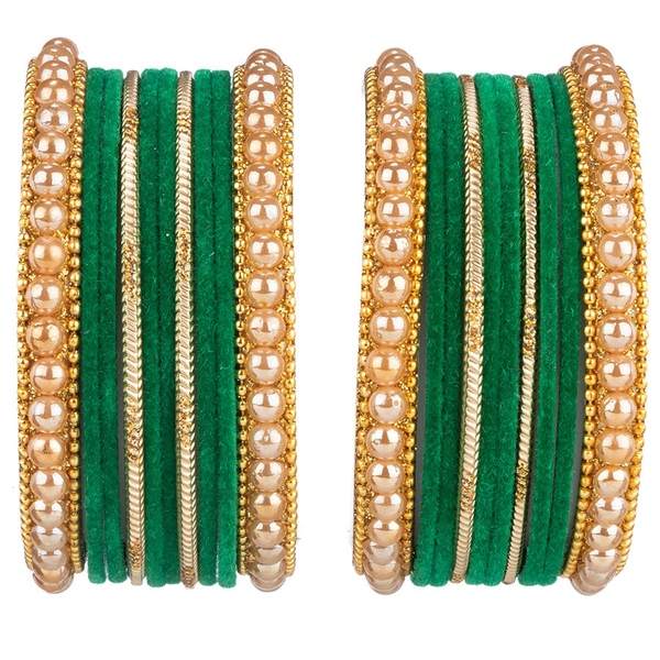 Artificial Gold Plated Green Color Bangle Set for Women and Girls 02