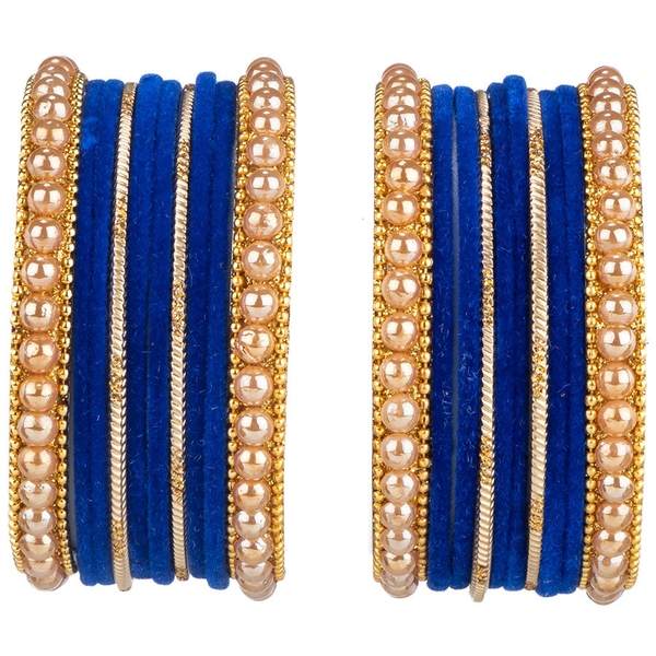 Artificial Gold Plated Blue Color Bangle Set for Women and Girls 02