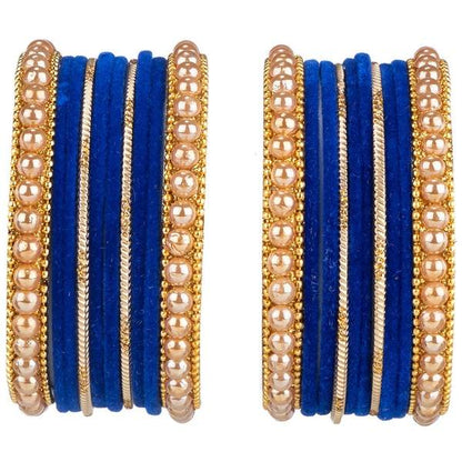 Artificial Gold Plated Blue Color Bangle Set for Women and Girls 02