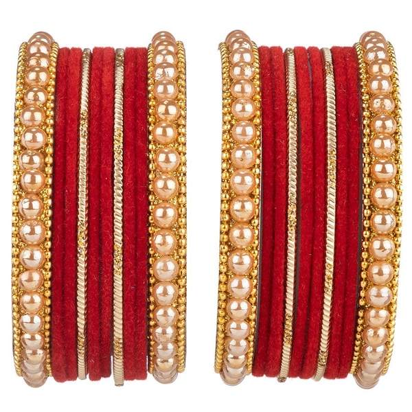 Artificial Gold Plated Red Color Bangle Set for Women and Girls 02