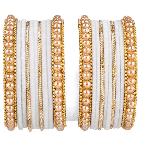 Artificial Gold Plated White Color Bangle Set for Women and Girls 02