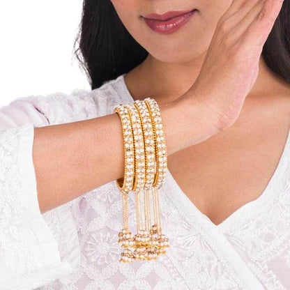 Shimmering Alloy Metal Latkan Bangles Set for Girls and Women 02