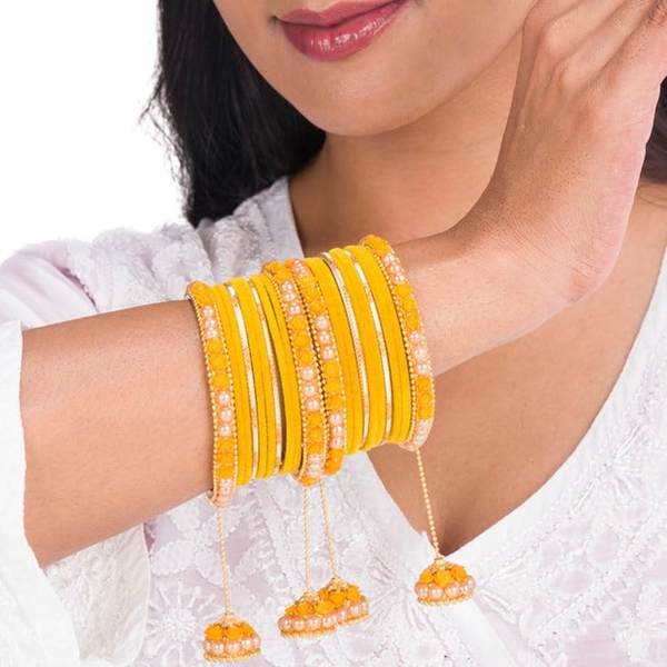 Luxurious Velvet Latkan Bangle Set for Stylish Girls 02