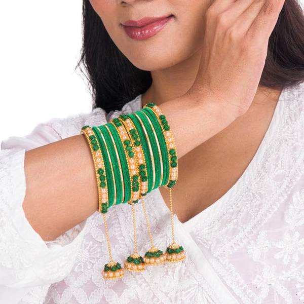 Elegant Velvet Latkan Bangle Set for Girls 02