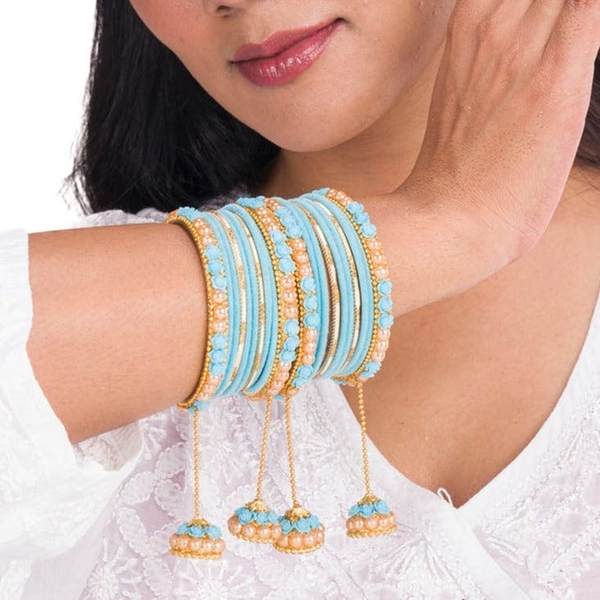 Elegant Velvet Latkan Bangle Set Pack of 20 02