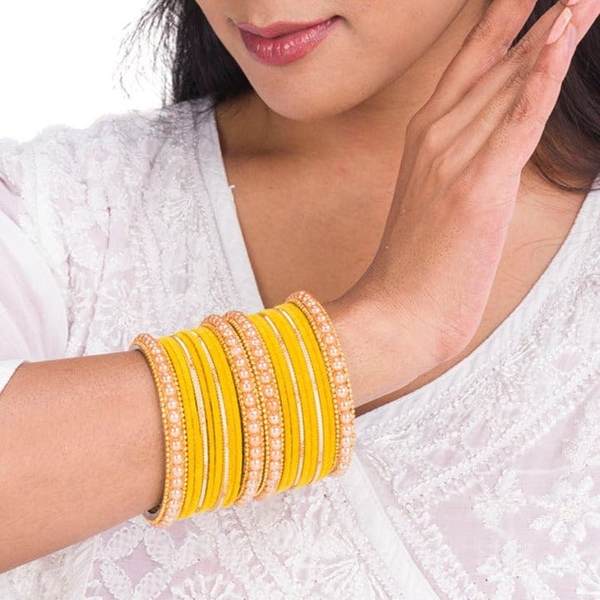 Artificial Gold Plated Yellow Color Bangle Set for Women and Girls 03