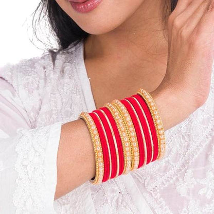 Artificial Gold Plated Red Color Bangle Set for Women and Girls 03