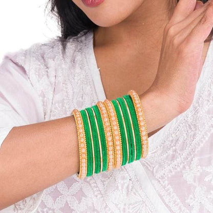 Artificial Gold Plated Green Color Bangle Set for Women and Girls 03