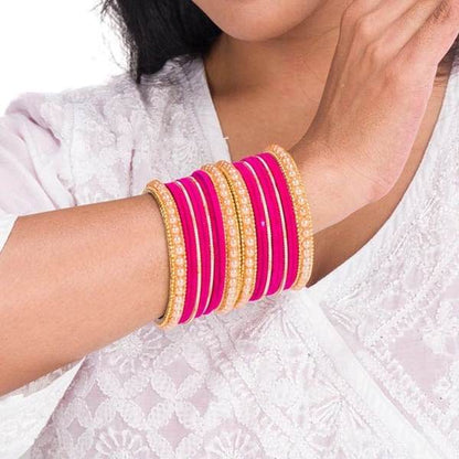 Artificial Gold Plated Rani Color Bangle Set for Women and Girls 03