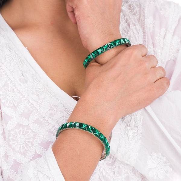 Shimmering Metal Stone Bangles for Stylish Women and Girls 02