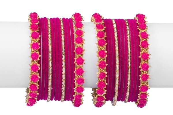 Golden & Rani Color Velvet Bangles Set Pack of 26 front view