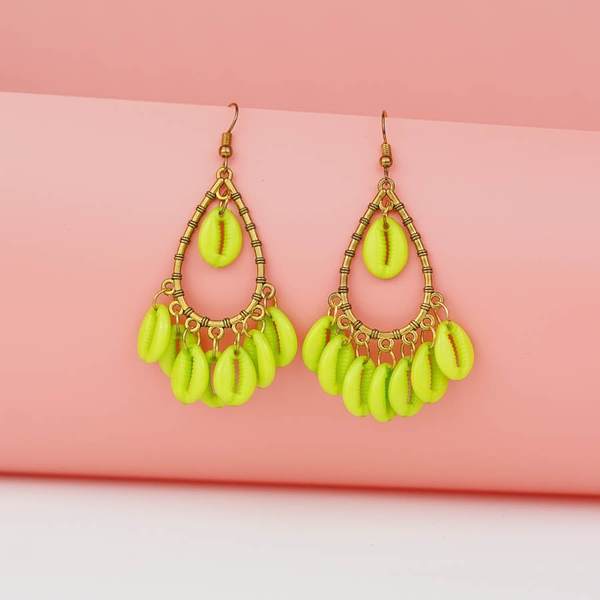 Gold-Plated Handcrafted Lime Color Earrings for Women