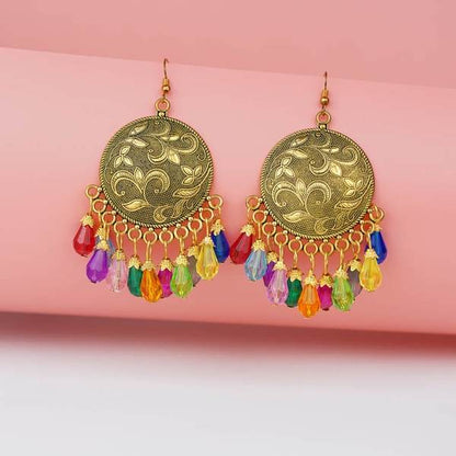 Alloy Multicolor Big Antiqe Gold-Plated Chandbali Earring Set