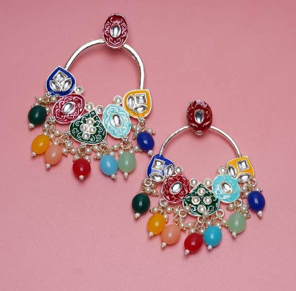 Jhumka Earrings for Beautiful Girls & Women (Red & Multicolor)