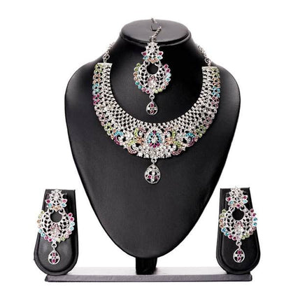 Beautiful Traditional Necklace set for Women and Girls (White & Multicolor) 02