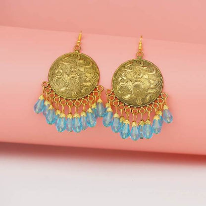 Alloy Surf Color Big Antiqe Gold-Plated Chandbali Earring Set