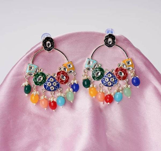 Jhumka Earrings for Beautiful Girls & Women (Black & Multicolor) 02