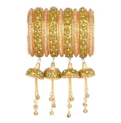 Sparkling Wedding Bangles Set With Beautiful Jhoomer Latkan