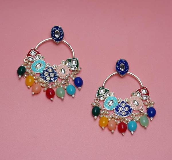 Jhumka Earrings for Beautiful Girls & Women (Blue & Multicolor)