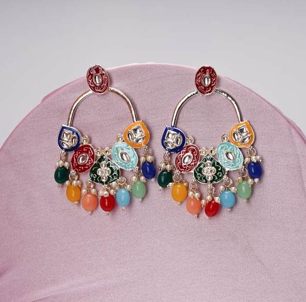 Jhumka Earrings for Beautiful Girls & Women (Red & Multicolor) 03