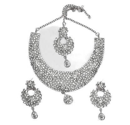 Beautiful Traditional Necklace set for Women and Girls (Silver-Plated) 03