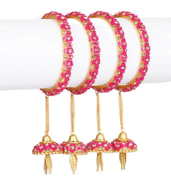 Partywear Unique Latkan Bangle Set Rani Color