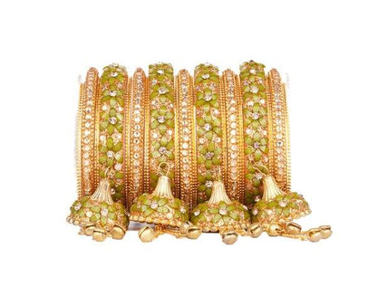 Sparkling Wedding Bangles Set With Beautiful Jhoomer Latkan 02