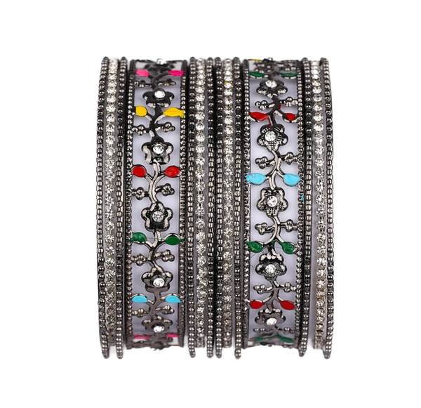 Elegant Oxidised Gold Plated Antique Metal Bangles for Women & Girls 02