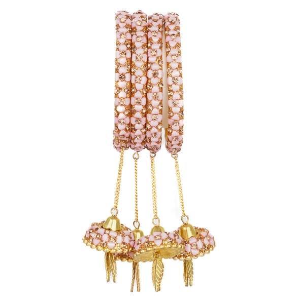 Partywear Unique Latkan Bangle Set Pink Color 02