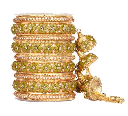 Sparkling Wedding Bangles Set With Beautiful Jhoomer Latkan 03