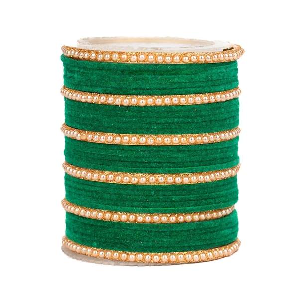 Durable and Stylish Velvet & Metal Bangles Set