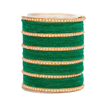 Durable and Stylish Velvet & Metal Bangles Set