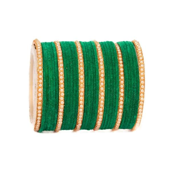 Durable and Stylish Velvet & Metal Bangles Set 02