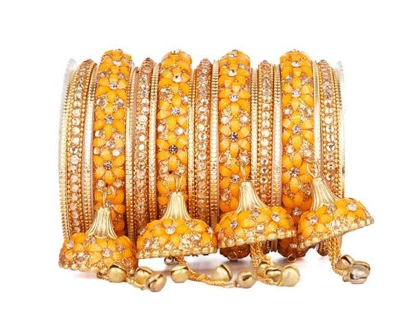 Yellow Color Wedding Bangles Set with Jhoomer Latkan 03