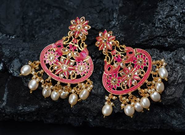 Rani Color Antique Kundan Earrings 02