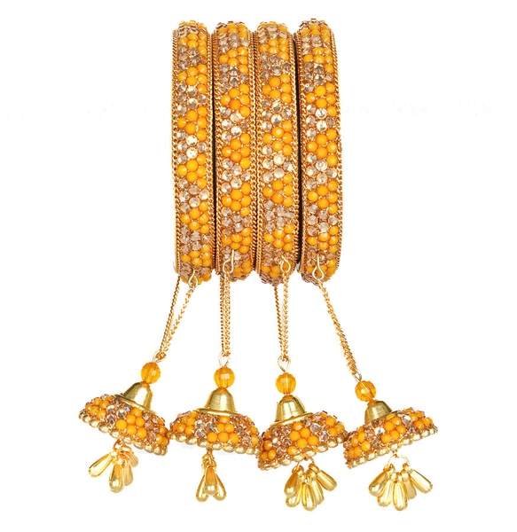 Wedding Ladies Yellow Color Latkan Bangle Set 02