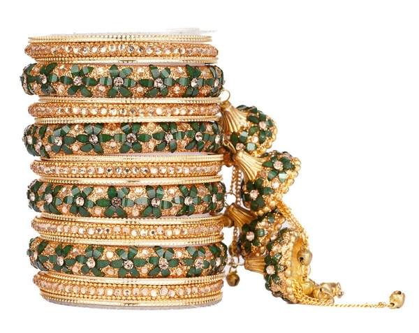 Glamorous Metal Wedding Bangles Set With Stunning Jhoomer Latkan 03