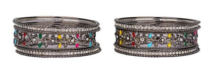 Elegant Oxidised Gold Plated Antique Metal Bangles for Women & Girls 03