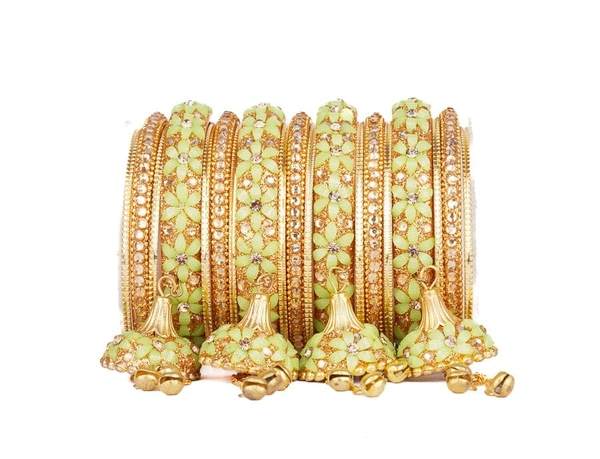 Exquisite Metal Wedding Bangles Set with Beautiful Jhoomer Latkan 03