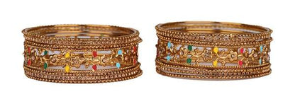 Antique Metal Bangle Oxidised Gold Plated for Women & Girls 03