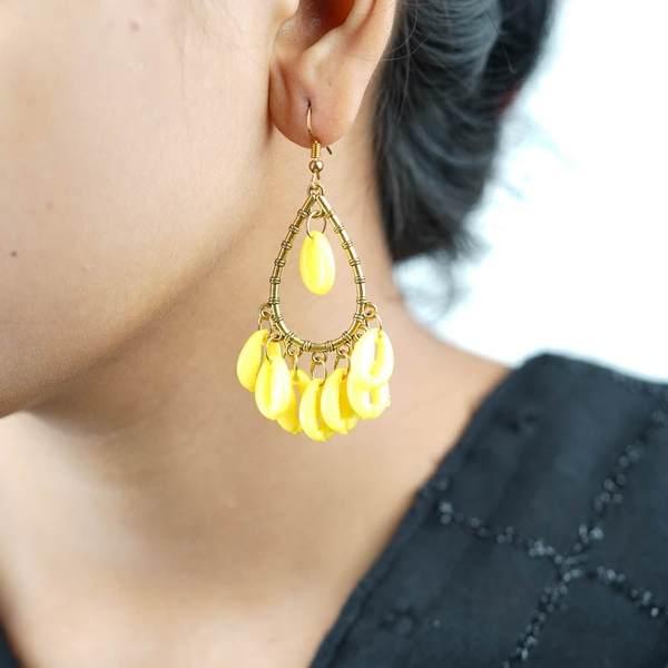 Gold-Plated Handcrafted Yellow Color Earrings for Women 02