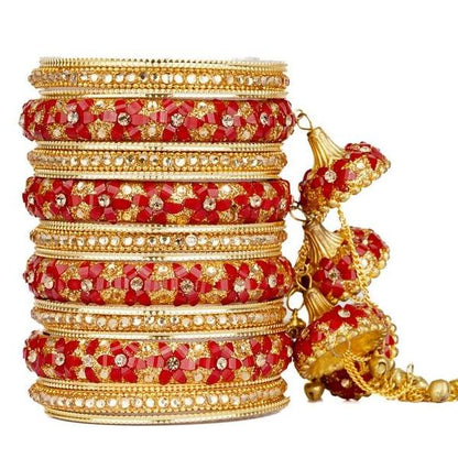 Shine in Style Exquisite Metal Wedding Bangles with Beautiful Jhoomer Latkan