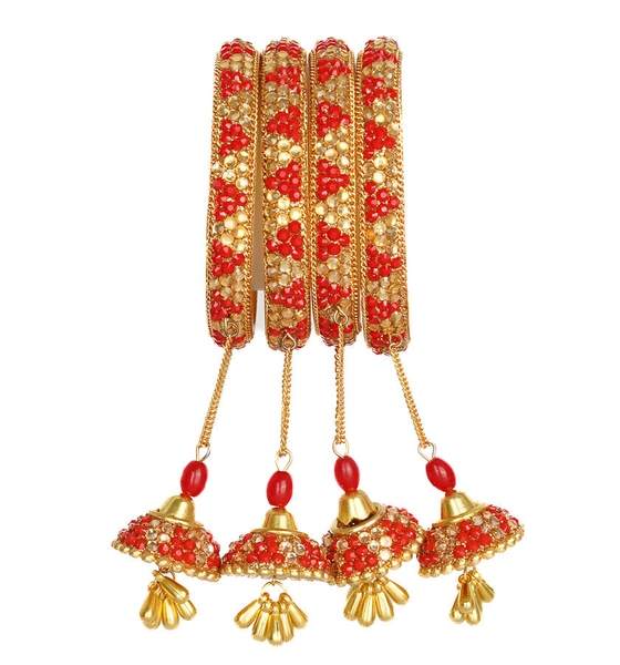 Wedding Ladies Red Color Latkan Bangle Set -2