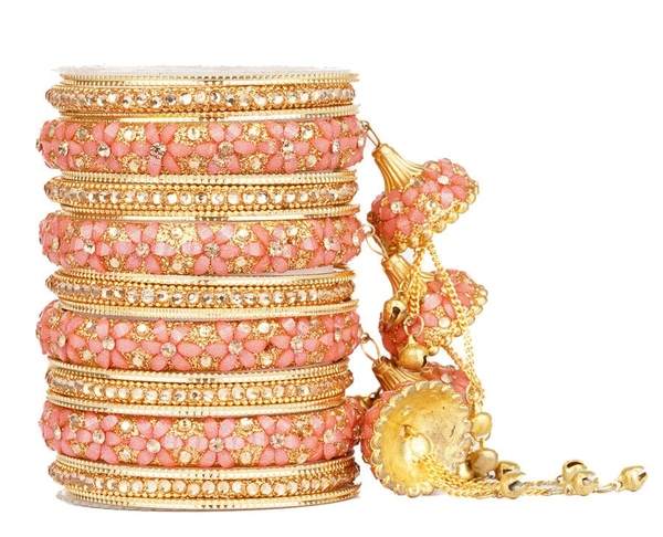 Pink Color Wedding Bangles Set with Jhoomer Latkan 02