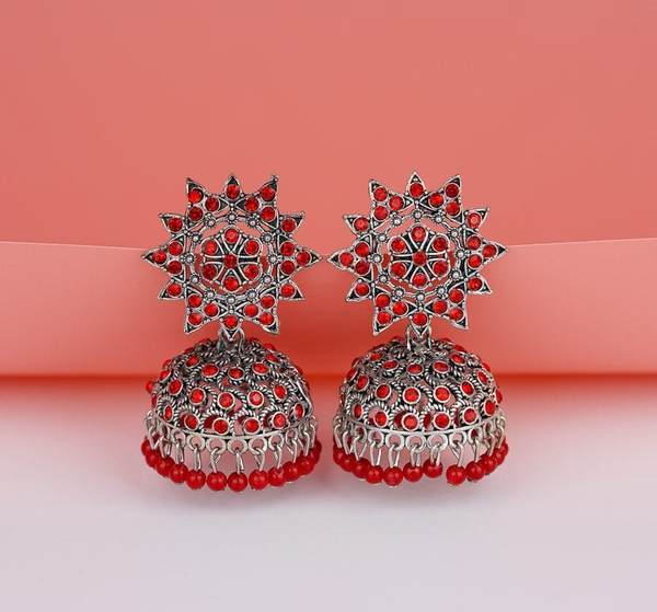 Red Color Handcrafted Antique Oxidized Earrings